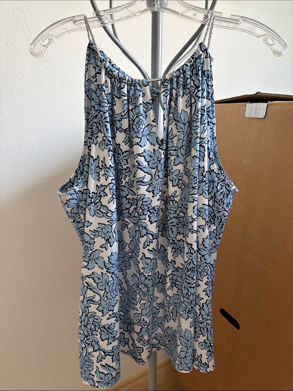 Michael Kors White and Light Blue Floral  sleeveless top